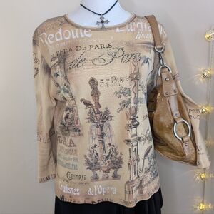 Elegant Beige Graphic Women's Top